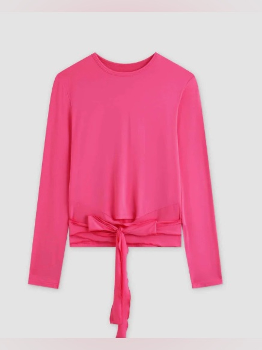 MELI Long Sleeve Wrap Tie Tee-Hot Pink: Size Large - Picture 2 of 7